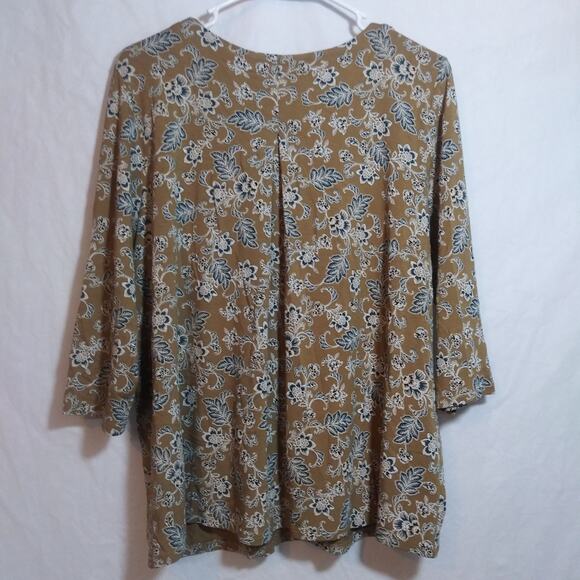 J.Jill Wearever V-neck Ballet-sleeve Top Vicuna Artistic Vine Travel  Size L - Picture 9 of 11